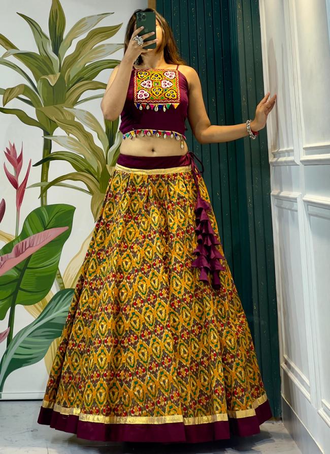 Cotton Yellow Festival Wear Digital Printed Lehenga Choli